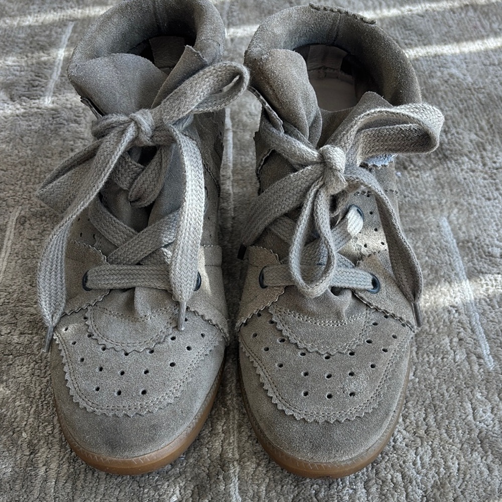 Isabel Marant Taupe Suede High-Top Sneakers